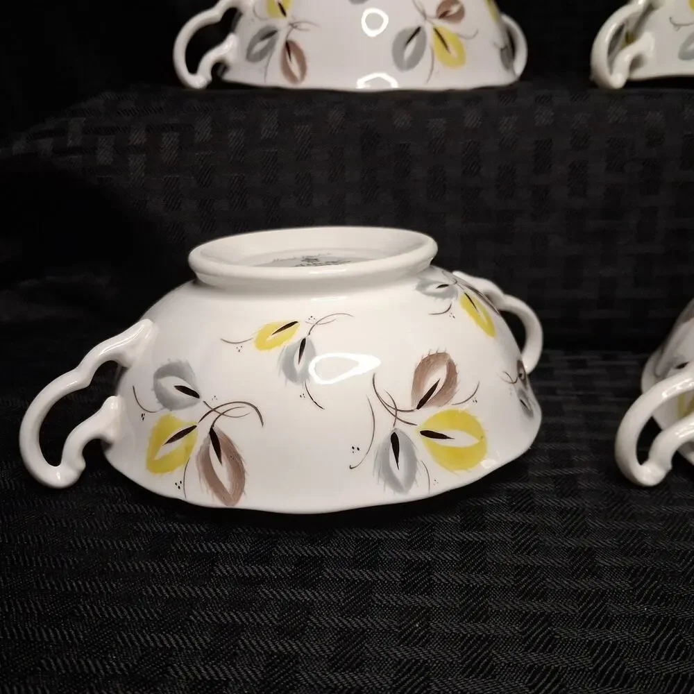 ADDERLEY Fine Bone China England-Carnival 4 Sets Flat Cream Soup Bowl and Saucer
